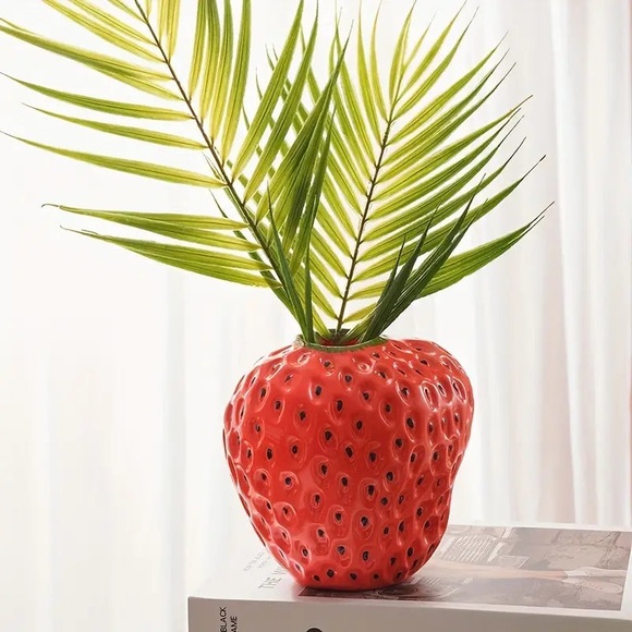 Other - Acrylic Fruit Aesthetic Strawberry Vase, Red, NWOB